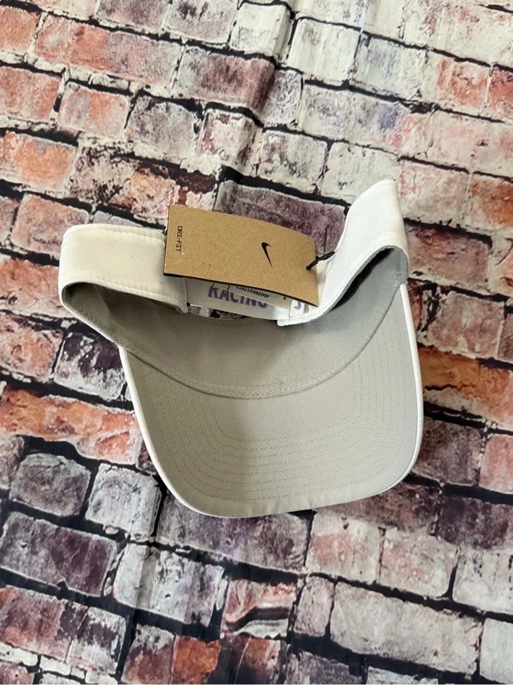 Nike White Visor with Lavender Embroidered Fleur